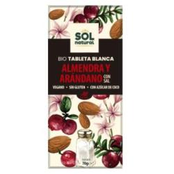 CHOCOLATE BLANCO ALMENDRA ARANDANO tableta 70g BIO