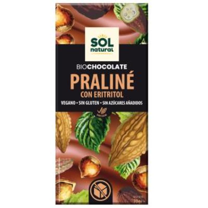 CHOCOLATE PRALINE con eritritol tableta 70gr. BIO