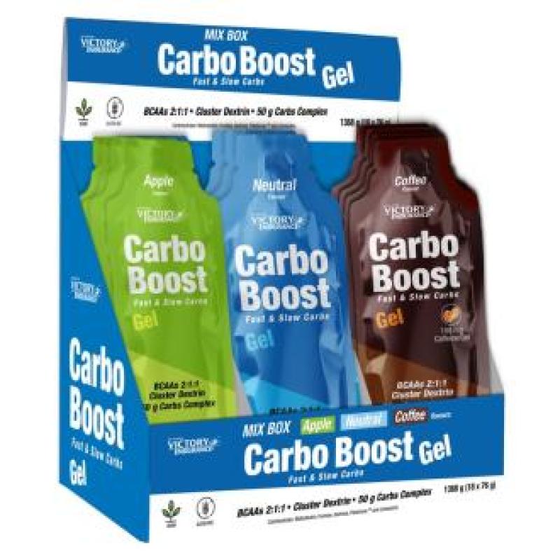 MIX BOX CARBO BOOST GEL manzana-neutro-cafe 18uds.