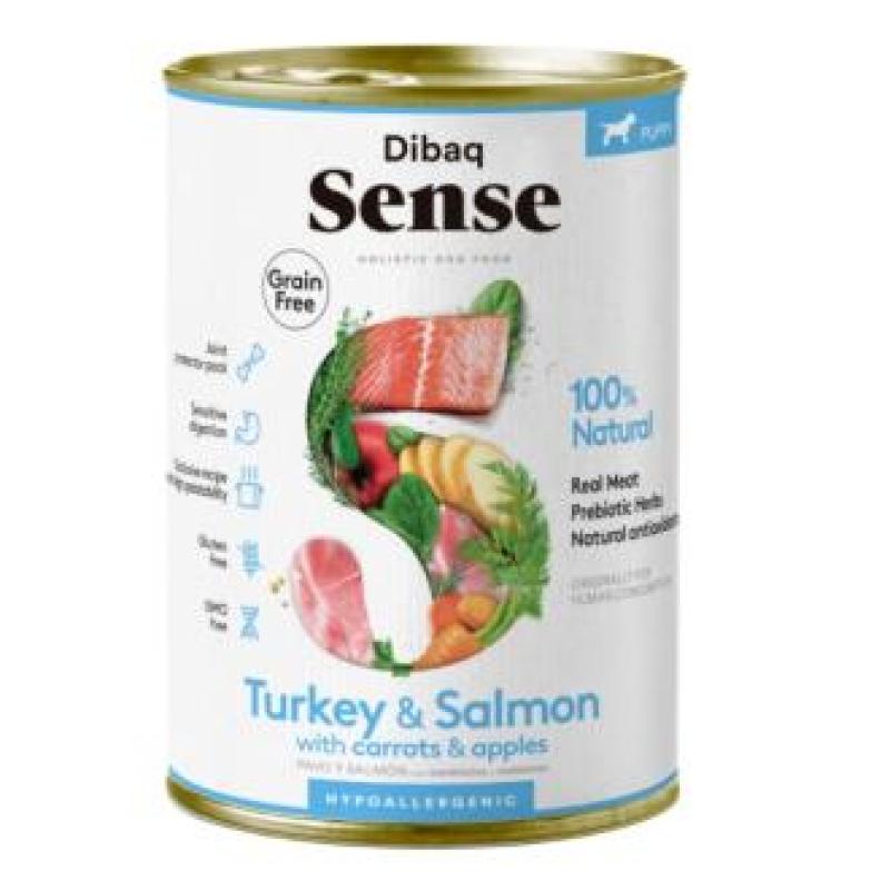 DIBAQ SENSE salmon y pavo perro puppy lata 380g SG