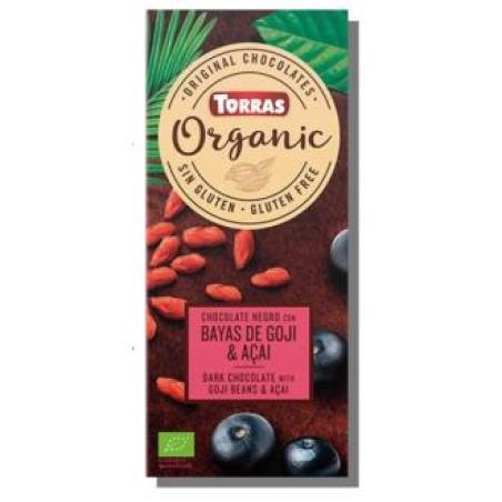 CHOCOLATE NEGRO con bayas goji -açai 100gr. BIO SG