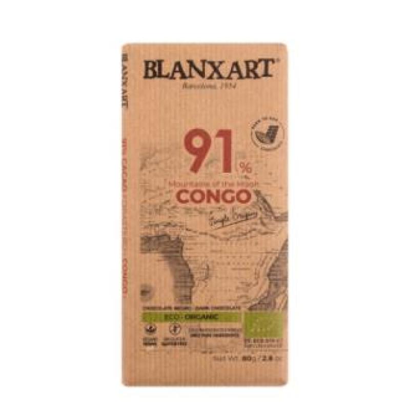 CHOCOLATE NEGRO 91% CONGO 80gr. ECO