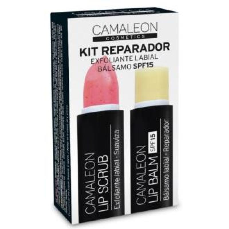 CAMALEON KIT REPARADOR labial+exfoliante fresa.