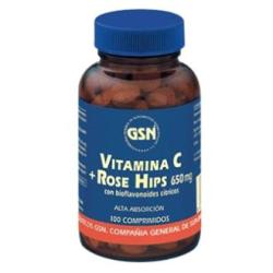 VITAMINA C + ROSE HIPS 650mg.con bioflav.citr.100c