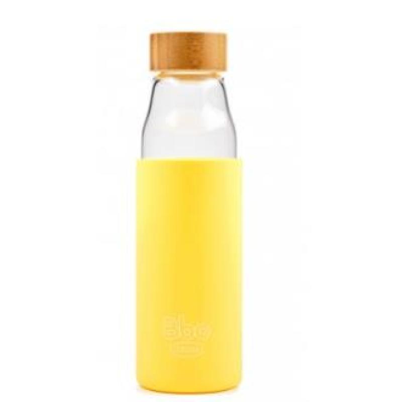 BOTELLA BOROSILICATO tapon  bambu amarillo 500ml