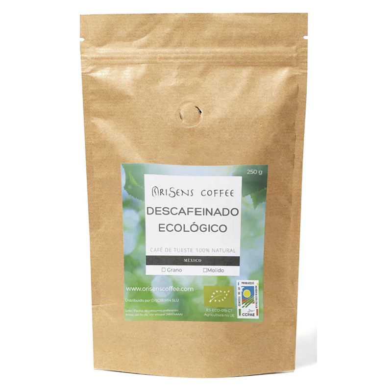 Café descafeinado ecológico molido 250g Orisens