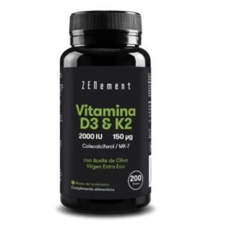 VITAMINA D3 + K2con ac. de oliva 200perlas