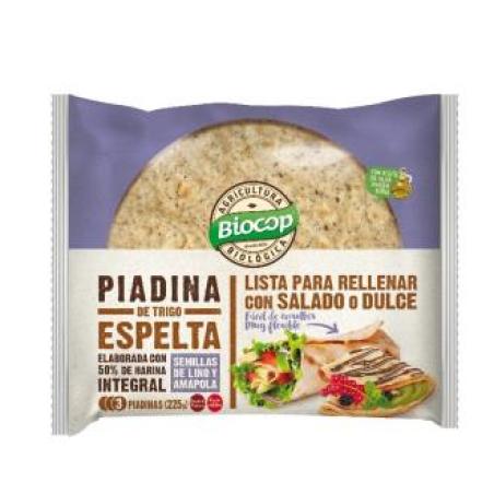 PIADINA TRIGO ESPELTA lino amapola 225 gr BIO