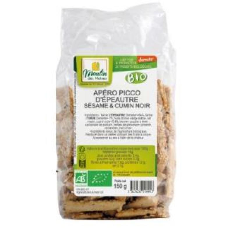 APERITIVO ESPELTA SESAMO COMINO NEGRO 150 gr BIO