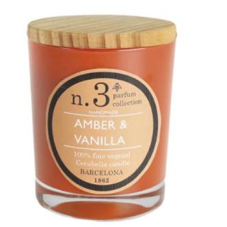 VELA VASO PERF3 amber-vainilla 7,5x9cm 1ud.