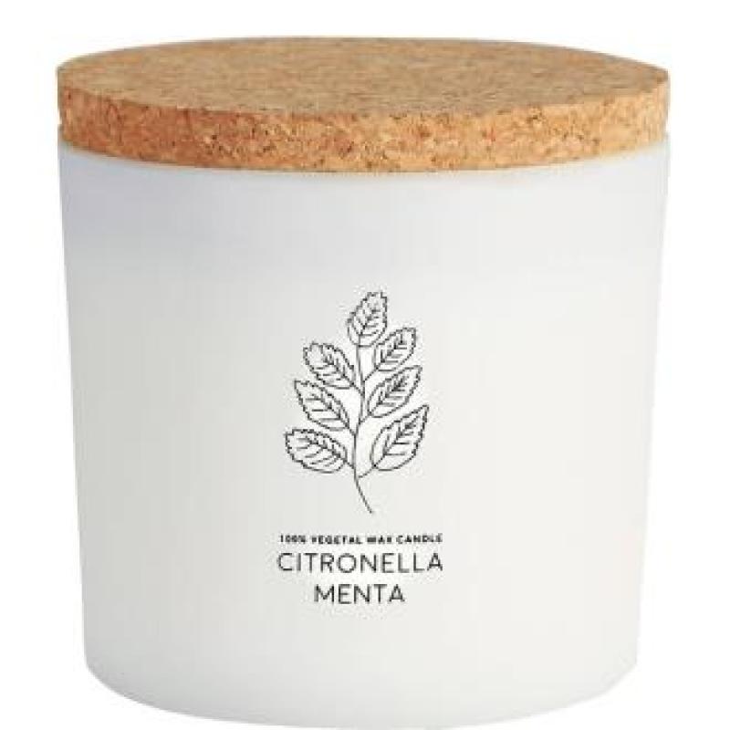VELA TARRO BLANCO CITCORM citronela-menta 10x10cm.