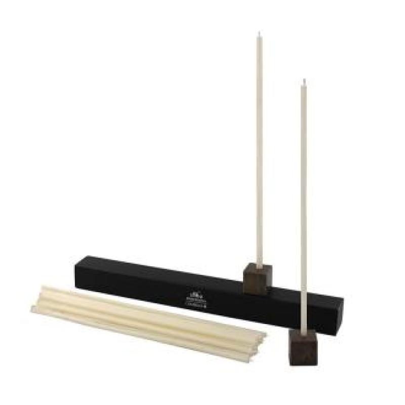 SET 20 VELAS+2 CANDELABROS N1 blanca 0,5x24cm.