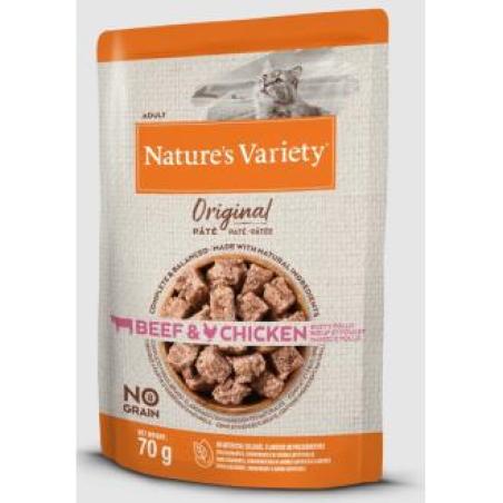 NATURES VARIETY FELINE ADULT PATE BUEY POLLO 12x70gr.