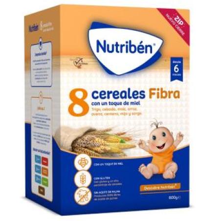 NUTRIBEN 8 CEREALES MIEL FIBRA 600gr.