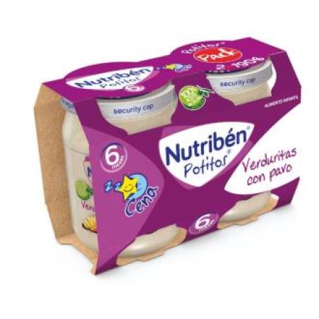 NUTRIBEN PACK POTITO CENA VERDURITAS PAVO 2 X190gr
