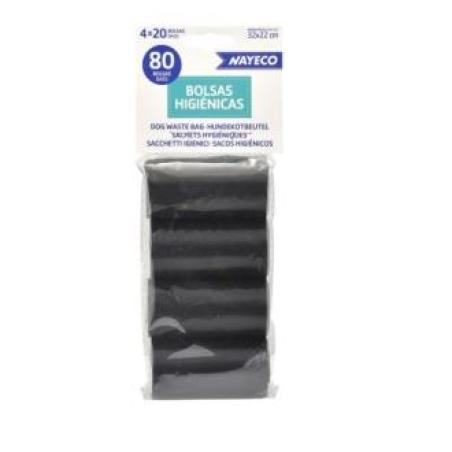 BOLSAS HIGIENICAS 4 rollos de 20 bolsas negro