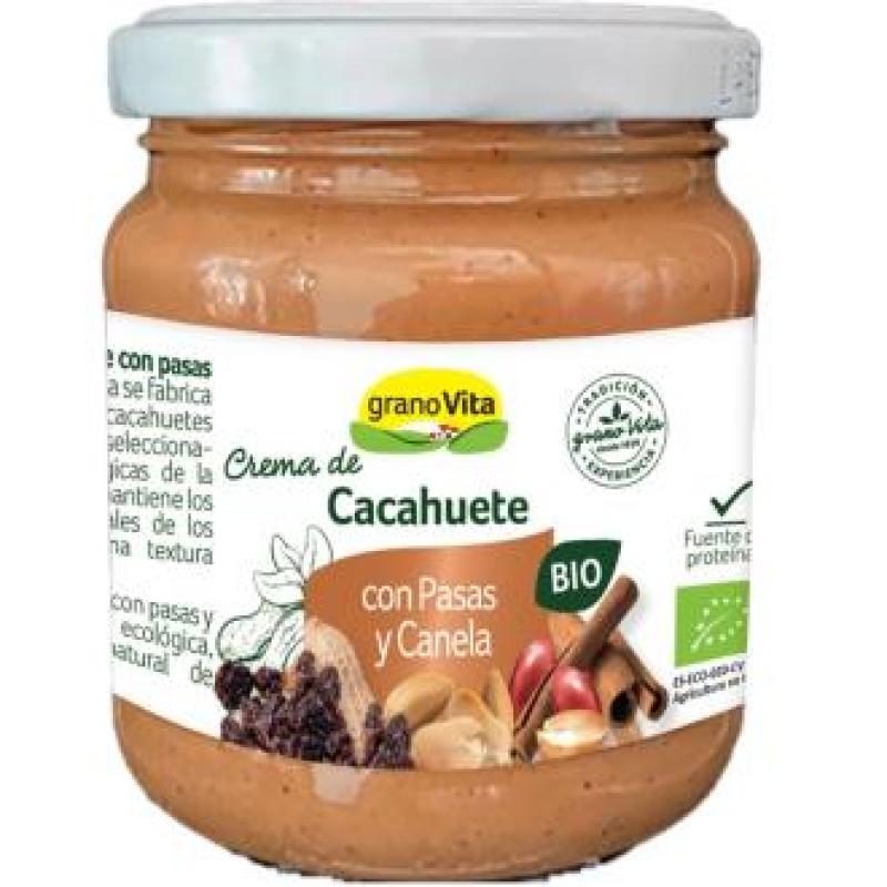 CREMA DE CACAHUETE con pasas y canela 175gr BIO SG