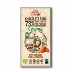 CHOCOLATE NEGRO 73% con almendras 150gr. ECO