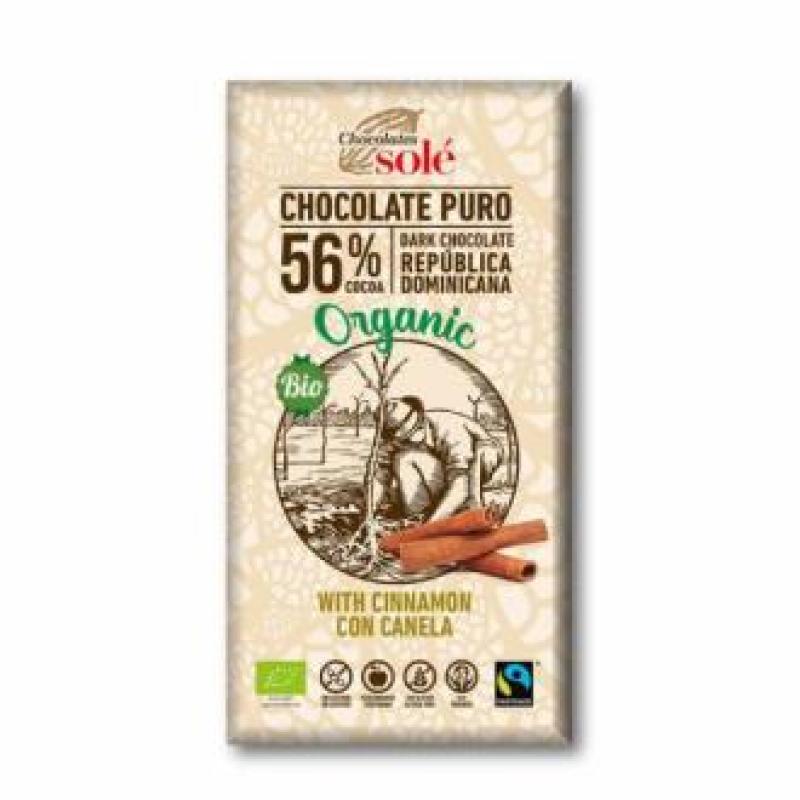 CHOCOLATE NEGRO 56% con canela  100gr ECO SG VEGAN