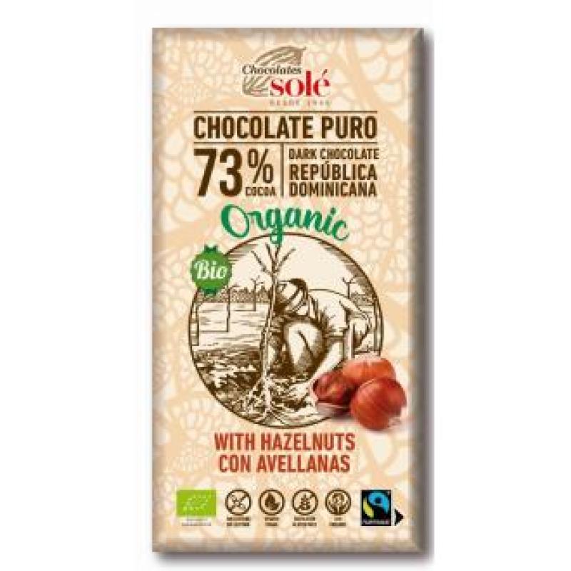 CHOCOLATE NEGRO 73% con avellanas 150g ECO SG VEGA