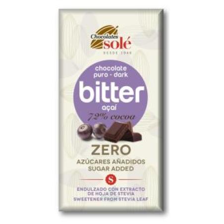 CHOCOLATE NEGRO 72% con açai y stevia 100gr. S/A